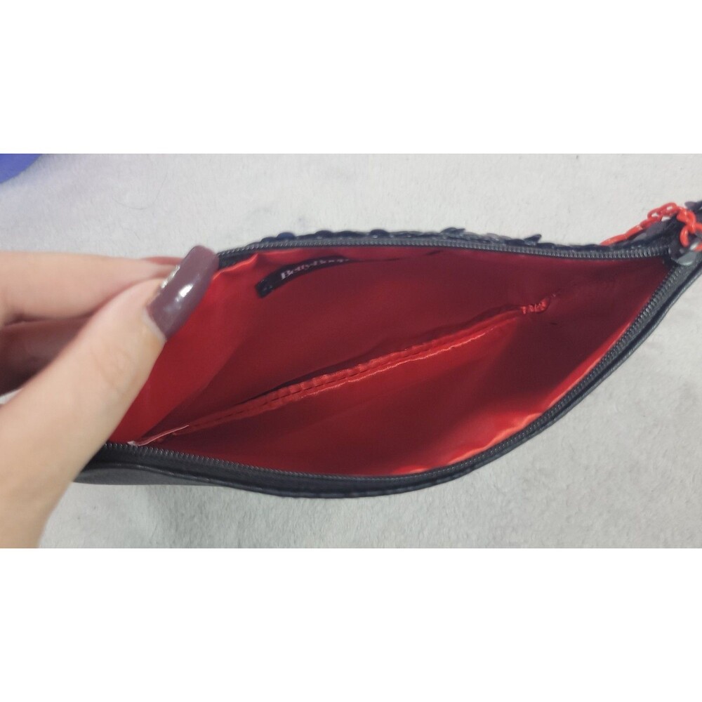 Betty Boop x Ipsy Black Sequin Makeup Bag Red Silhouette Heart Charm Glam Pouch - Picture 4 of 4